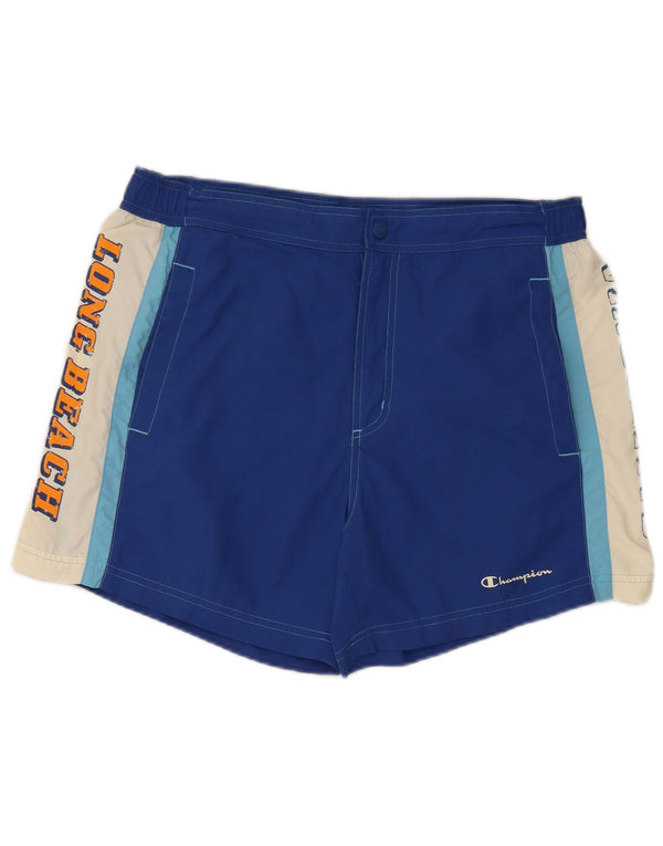Pantaloni scurți de înot cu grafică Champion pentru bărbați, nailon mare, albastru