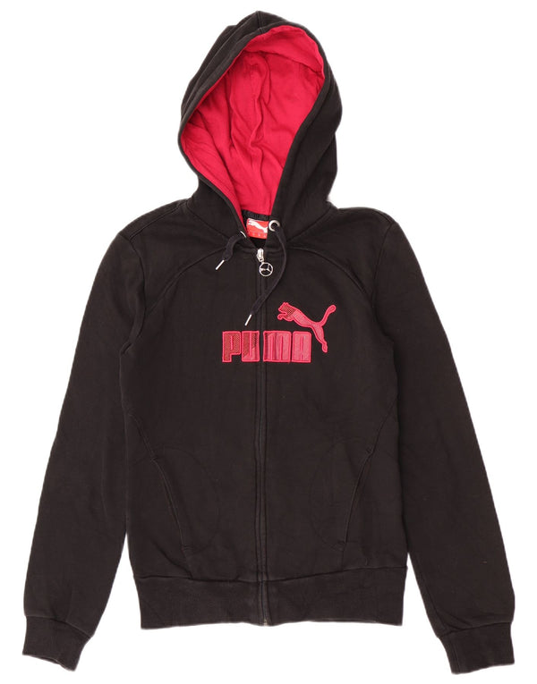 Pulover Puma Graphic Regular Fit Zip Hoodie pentru femei UK 8 Small Negru