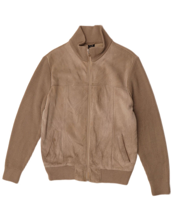 C&A Pulover cardigan bărbătesc din piele intoarsa EU 52/54 mare Bej Poliacrilic