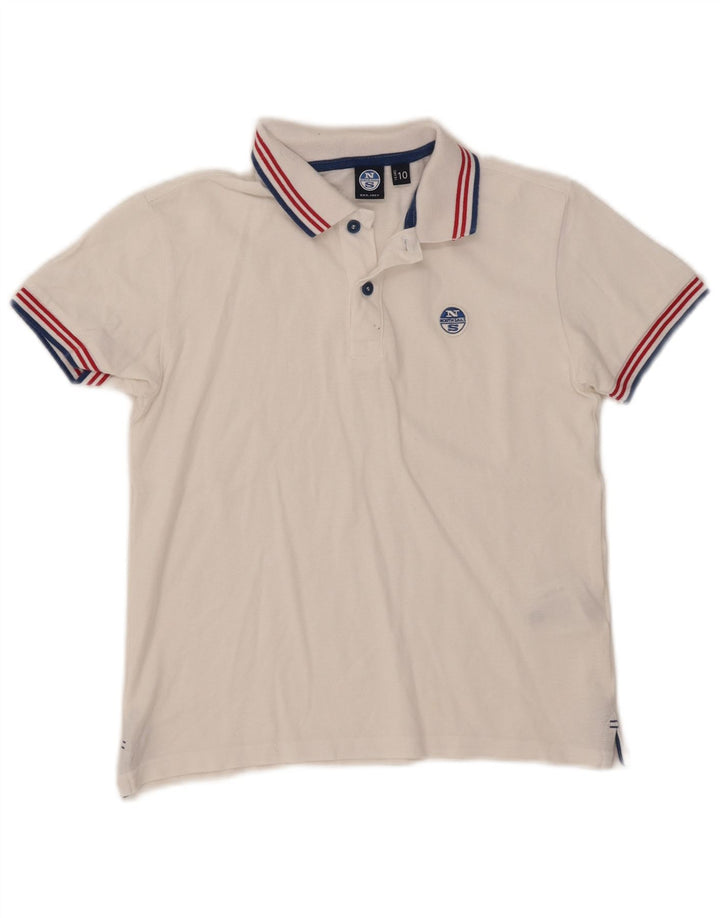 Tricou polo North Sails pentru baieti 9-10 ani bumbac cu dungi albe