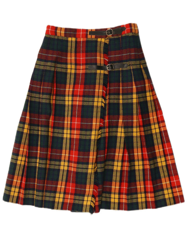 Fusta pliată pentru femei vintage W28, carouri medii, multicolore