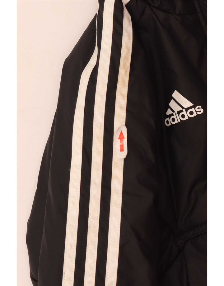 Jachetă căptușită cu glugă grafică Adidas pentru băieți 9-10 ani, poliester negru