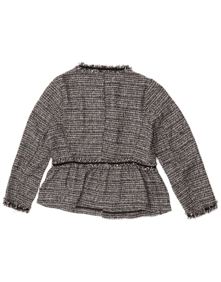 Jachetă Blazer deschisă pentru femei Zara UK 14 Medium Gri Poliester cu pături