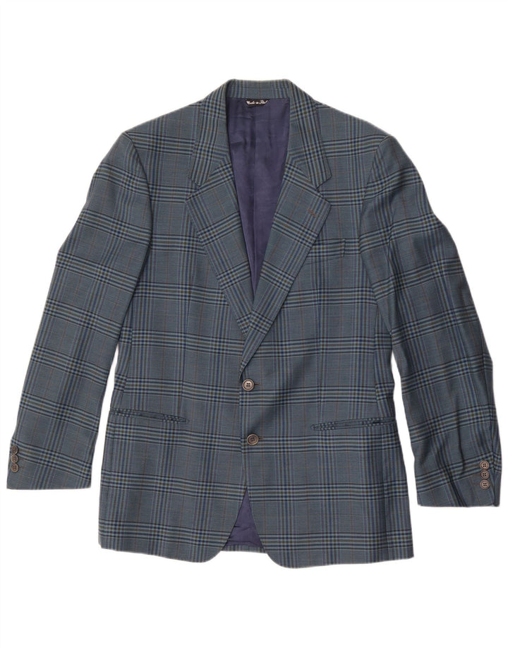 Blazer Vintage pentru bărbați cu 2 nasturi IT 50 Lână mare cu carouri albastre