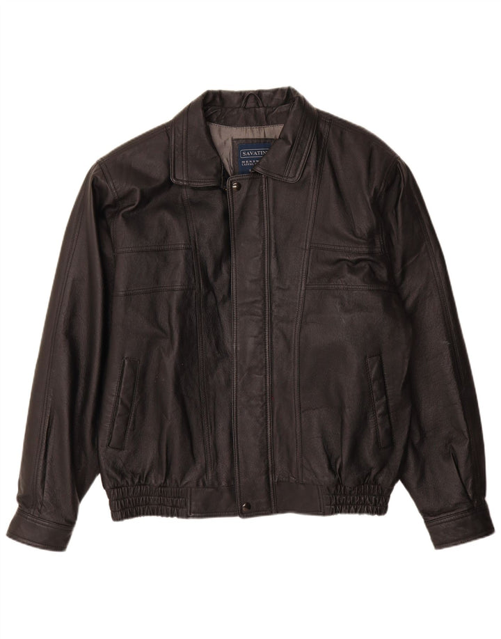 Jachetă de piele vintage pentru bărbați UK 40, mare, neagră