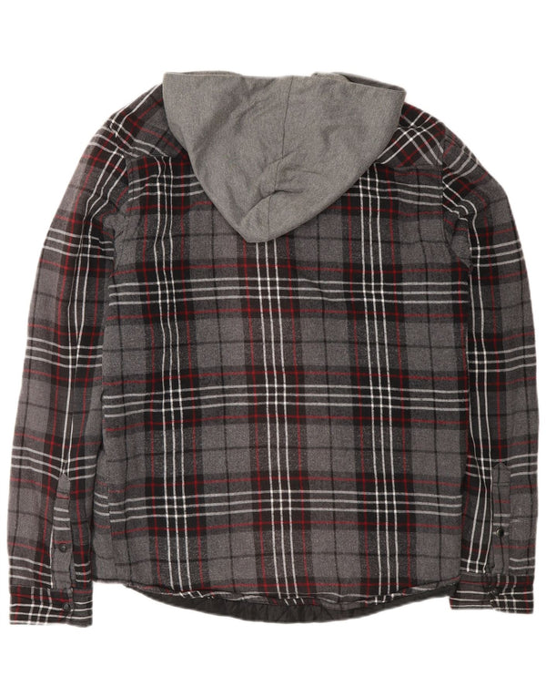 Cămașă de flanel Lumberjack pentru bărbați Zara, din bumbac cu carouri, gri mediu