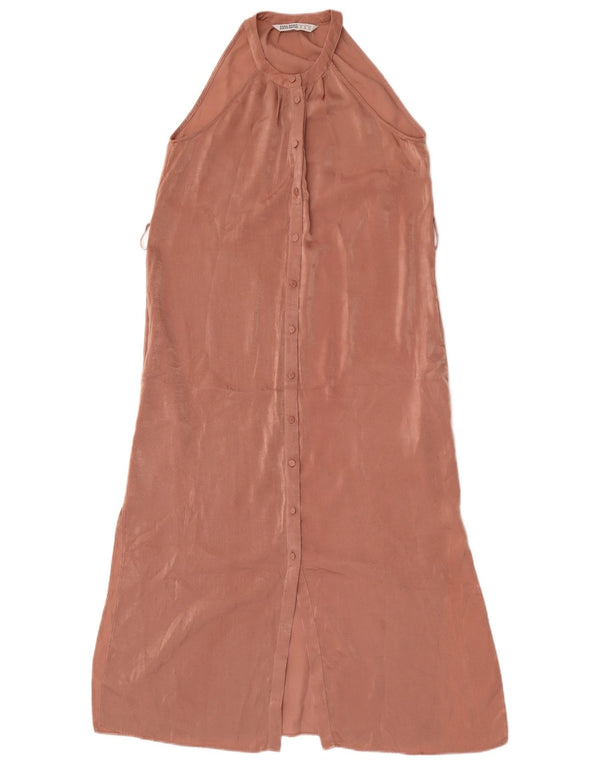 Rochie cămașă fără mâneci pentru femei Zara UK 6 XS poliester roz