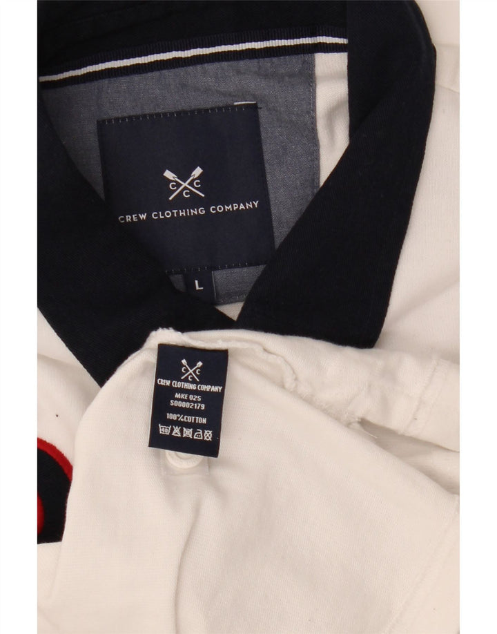 CREW CLOTHING Tricou polo grafic rugby pentru bărbați, mare, alb, bloc de culoare