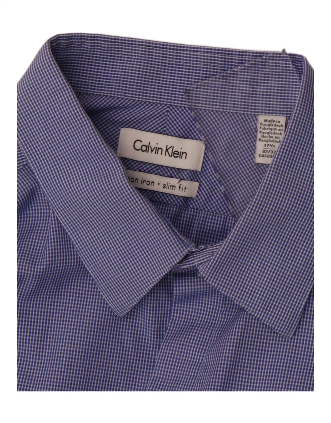 Cămașă pentru bărbați CALVIN KLEIN Slim Fit Mărimea 17 1/2 XL, bumbac cu carouri albastre