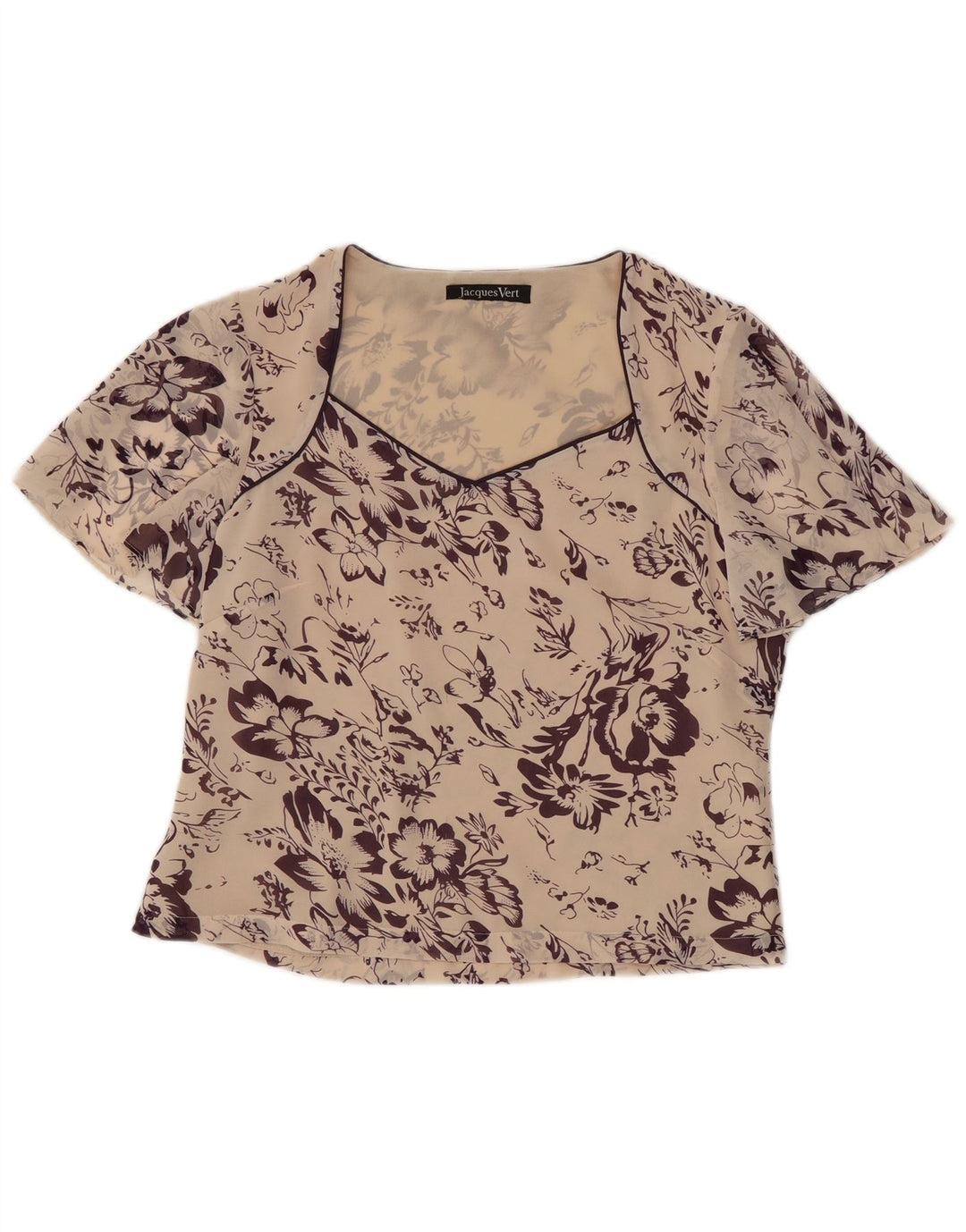 Bluză scurtă pentru femei Jacques Vert, UK 10, poliester floral, alb, mic