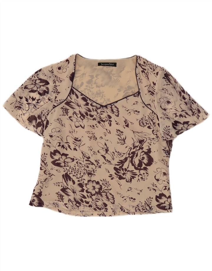 Bluză scurtă pentru femei Jacques Vert, UK 10, poliester floral, alb, mic