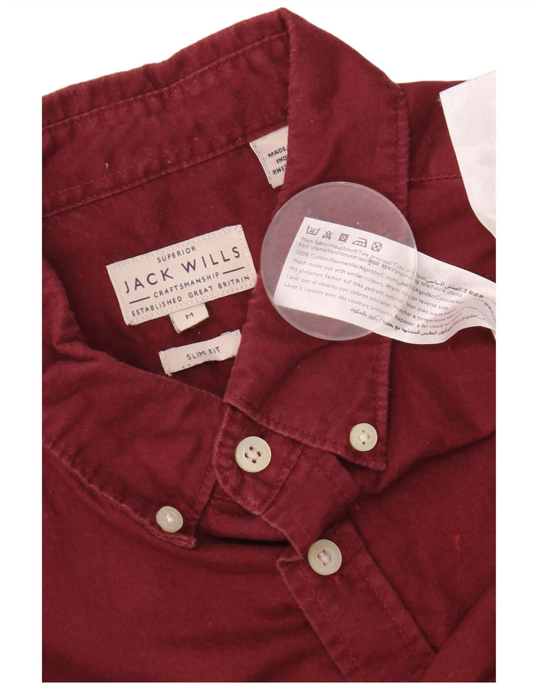 Cămașă pentru bărbați Jack Wills Slim Fit Bumbac mediu Burgundy
