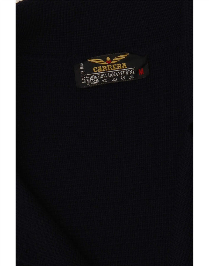 Pulover cardigan pentru bărbați Carrera cu două piepturi, lână virgină, albastru bleumarin, mediu
