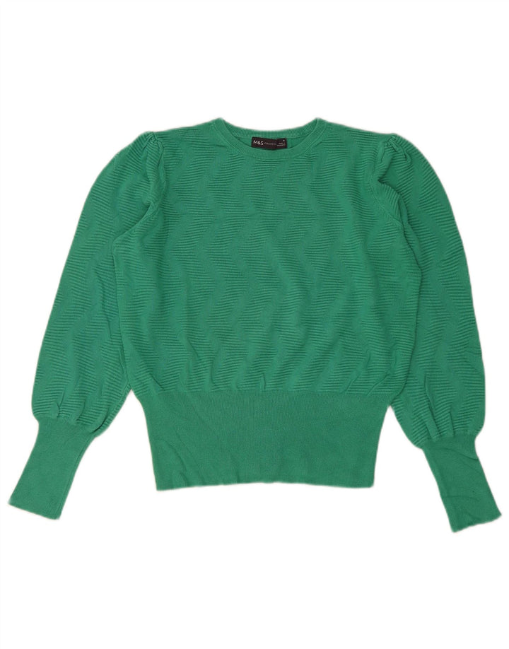 Marks & Spencer Pulover Crop Crew Deck pentru femei UK 14 Medium Green