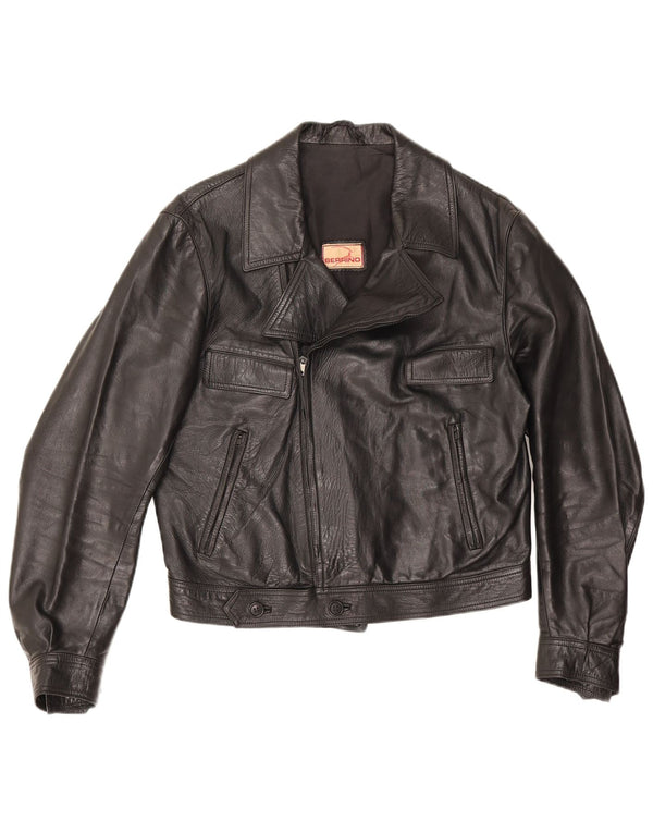 Jachetă motociclist din piele pentru bărbați Berrino IT 48 Medium Negru