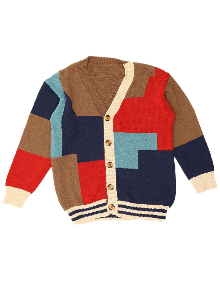 Pulover Cardigan Vintage Bărbați Mediu Multicolor Geometric