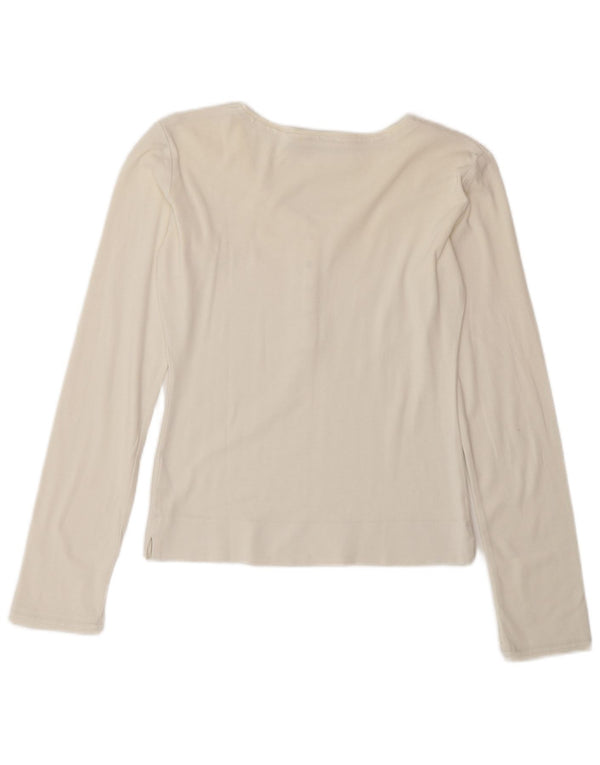 Gas Womens Top Long Sleeve UK 12 Medium Off White Cotton