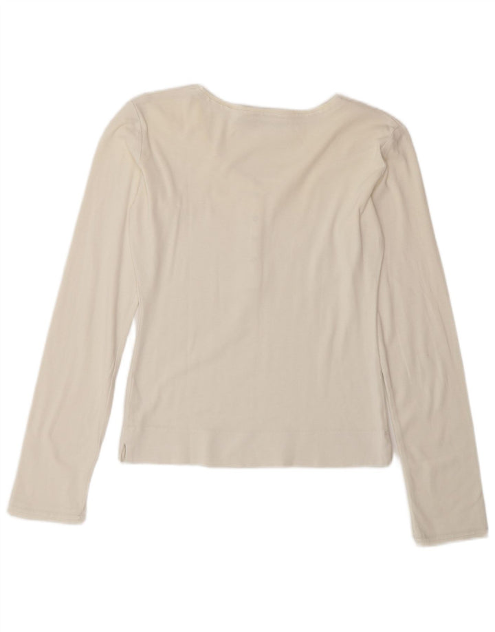 Top pentru femei Gas cu mânecă lungă UK 12 Medium Alb Off Cotton