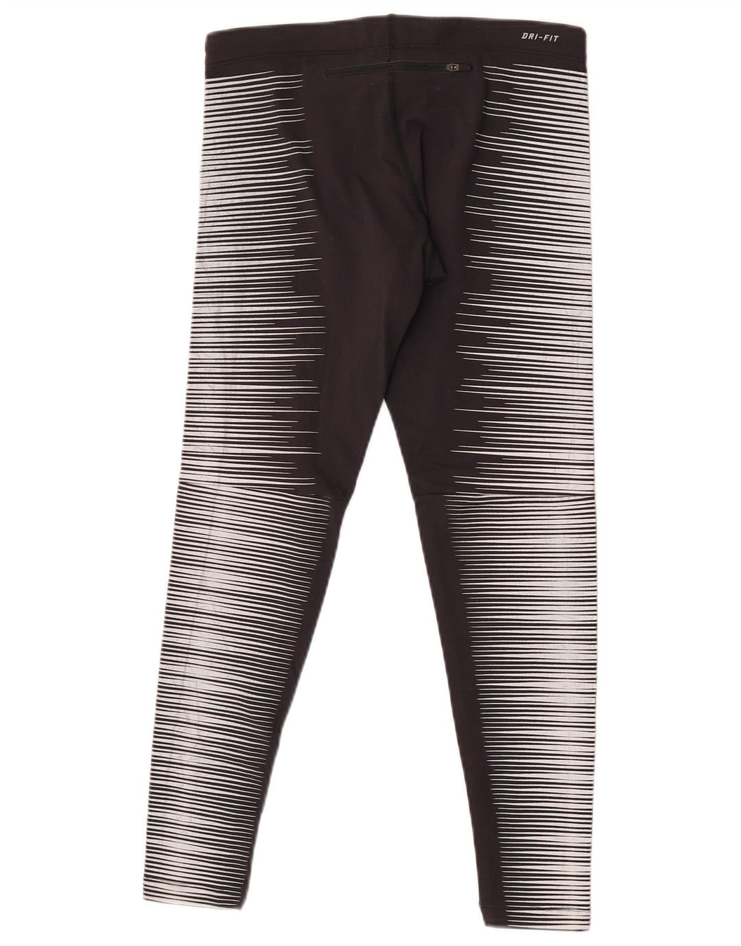 Leggings Nike Womens Dri Fit UK 12 Medium Black Striped Nylon