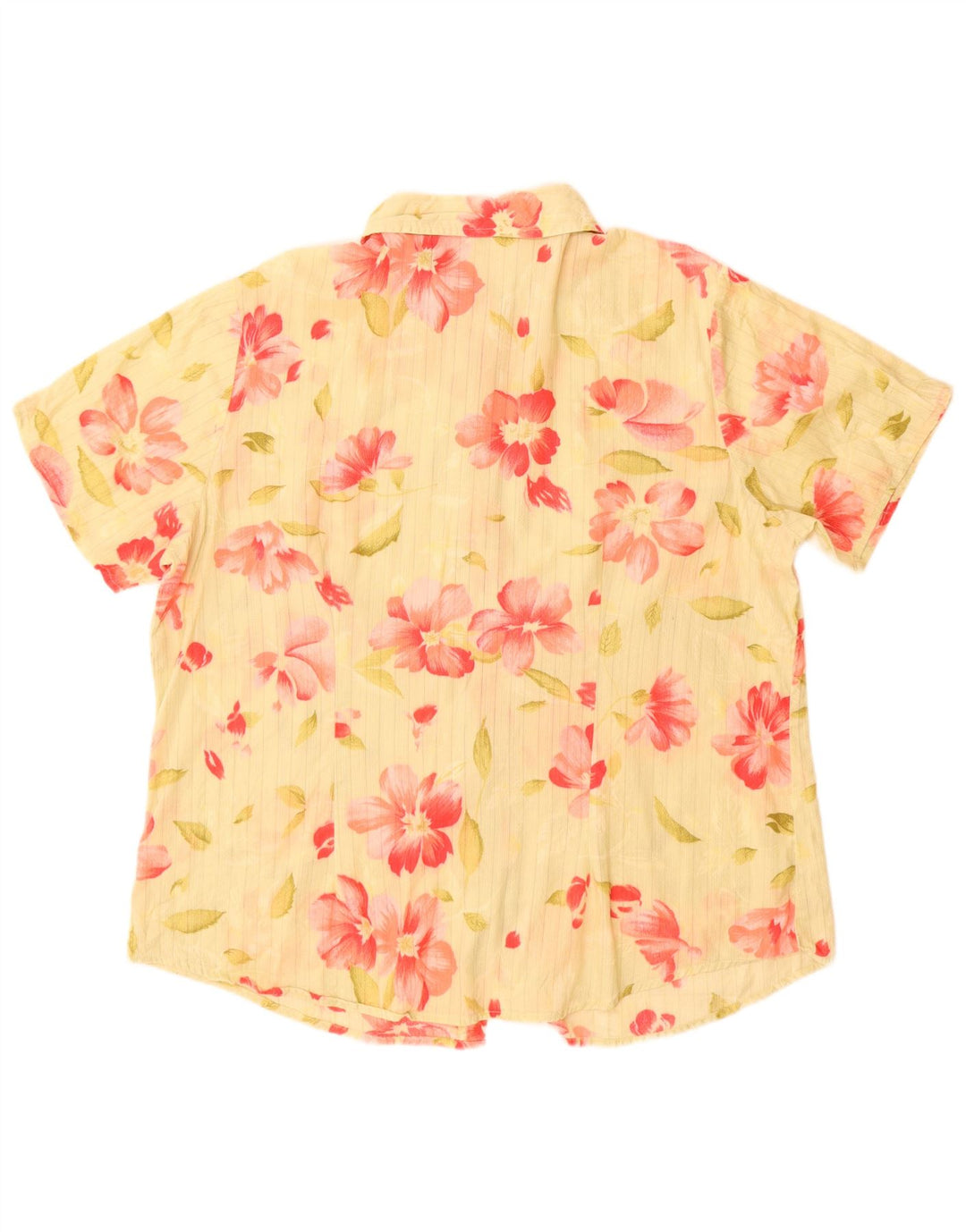 Bluză cămașă cu mânecă scurtă pentru femei Lee UK 18 XL bumbac floral galben