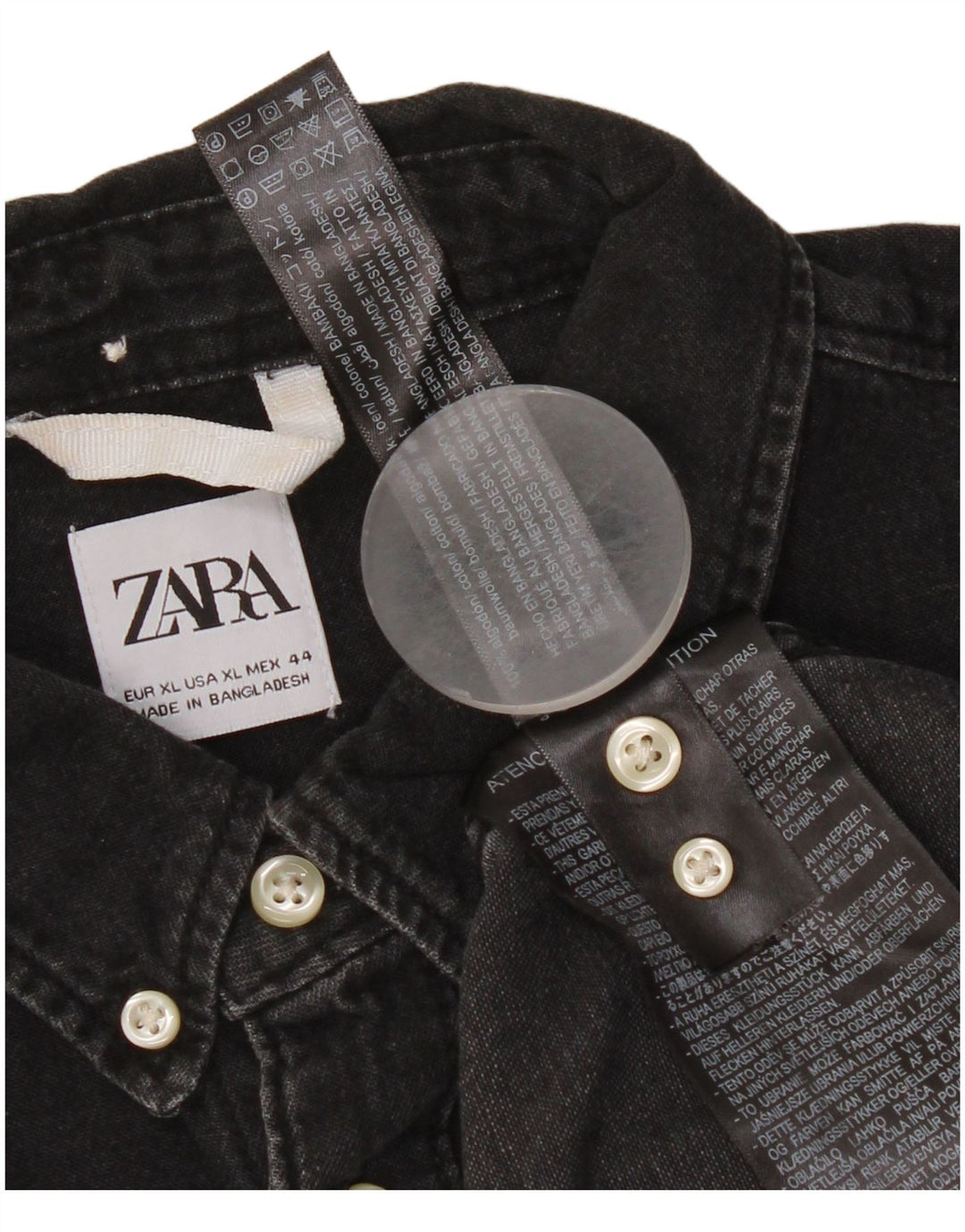 Cămașă de blugi pentru bărbați Zara XL bumbac negru