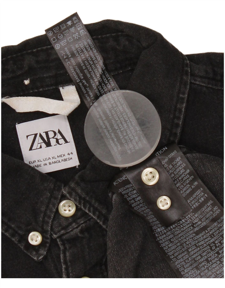 Cămașă de blugi pentru bărbați Zara XL bumbac negru