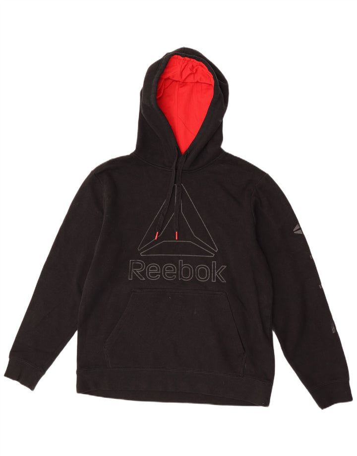 Jumper Reebok pentru bărbați cu capota grafică, bumbac mediu negru