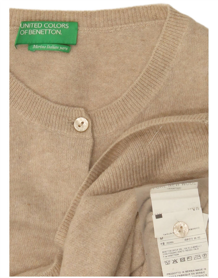 Pulover cardigan pentru femei Benetton UK 12 Medium Bej Lână nouă
