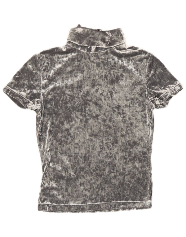 Tricou Vintage pentru femei din velur Top UK 12 Medium Gri Poliester