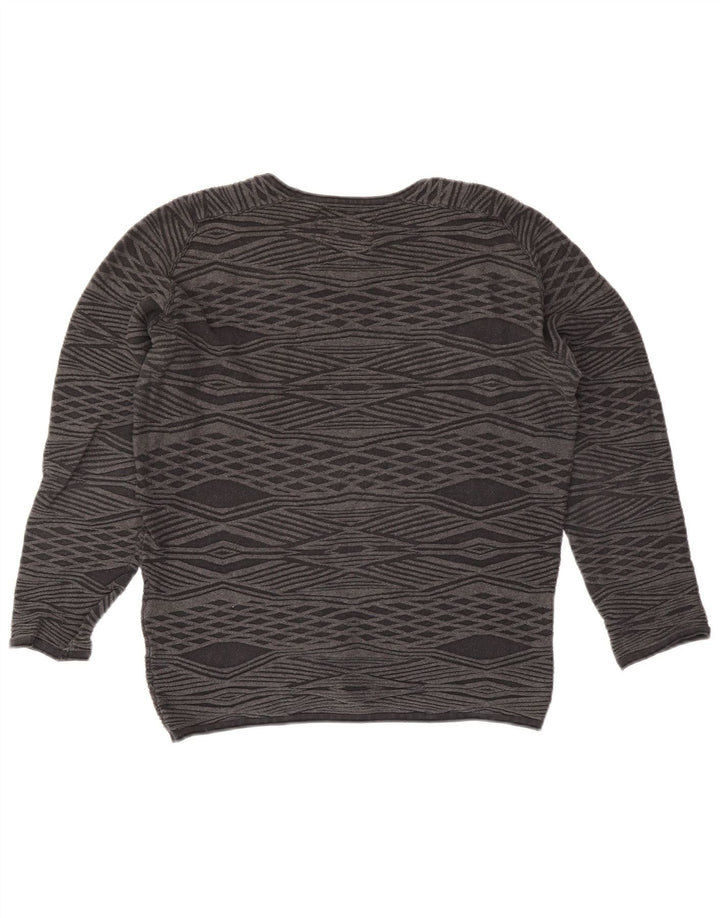 Pulover Jack & Jones pentru bărbați, cu gât roșu, mic, gri Argyle/Diamond Bumbac