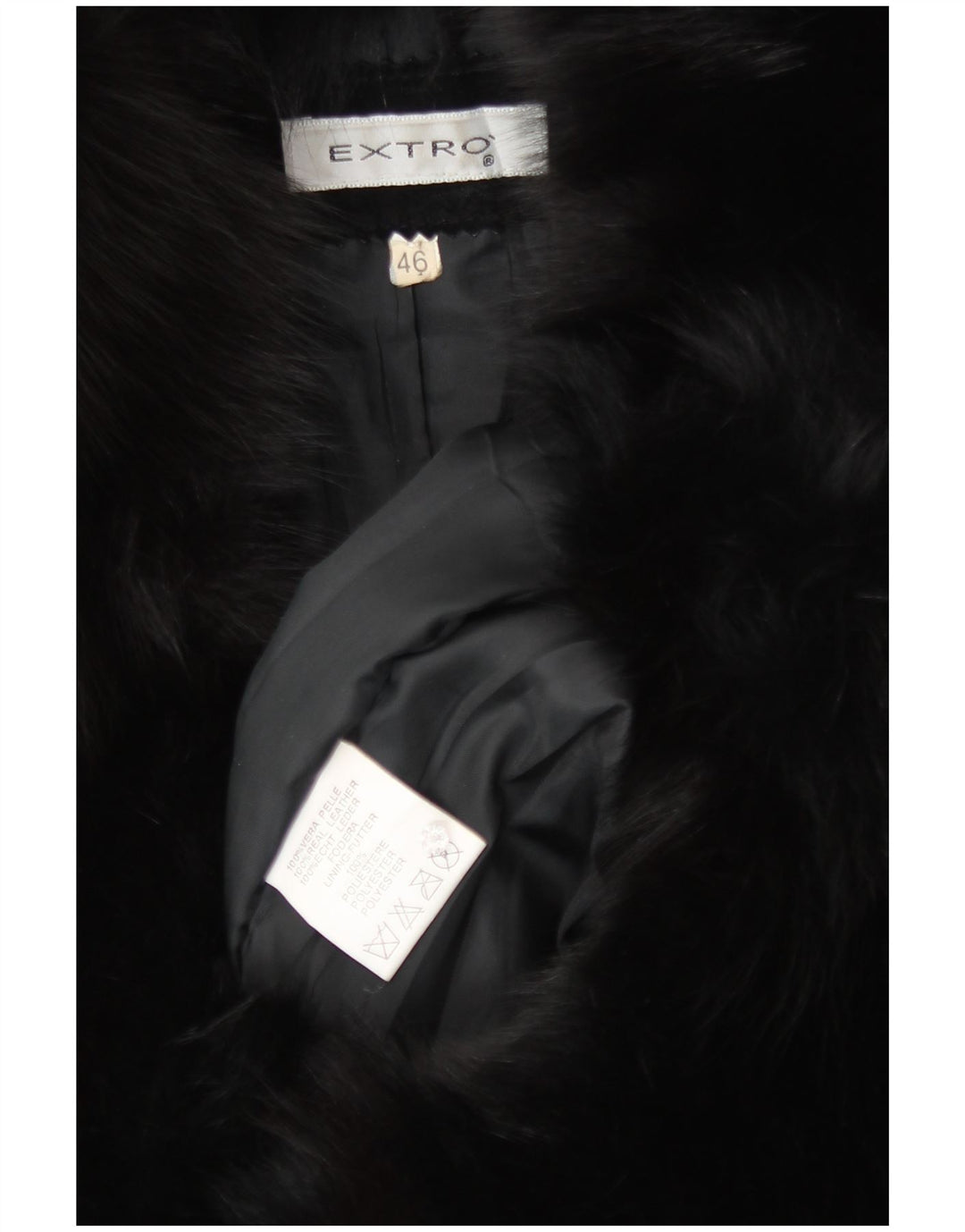 Pardesiu vintage pentru femei de piele intoarsa IT 46 mare, neagra