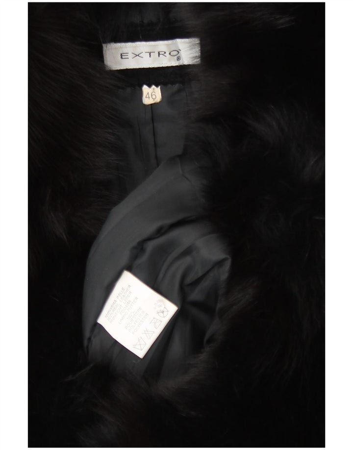 Pardesiu vintage pentru femei de piele intoarsa IT 46 mare, neagra