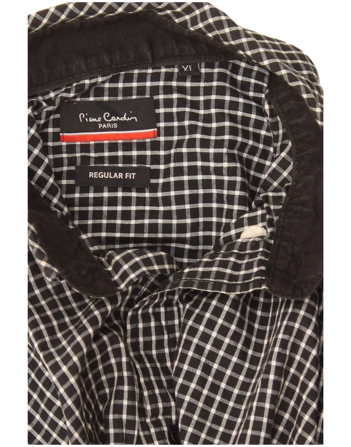 Cămașă pentru bărbați Pierre Cardin Regular Fit XL Poliester cu carouri negru