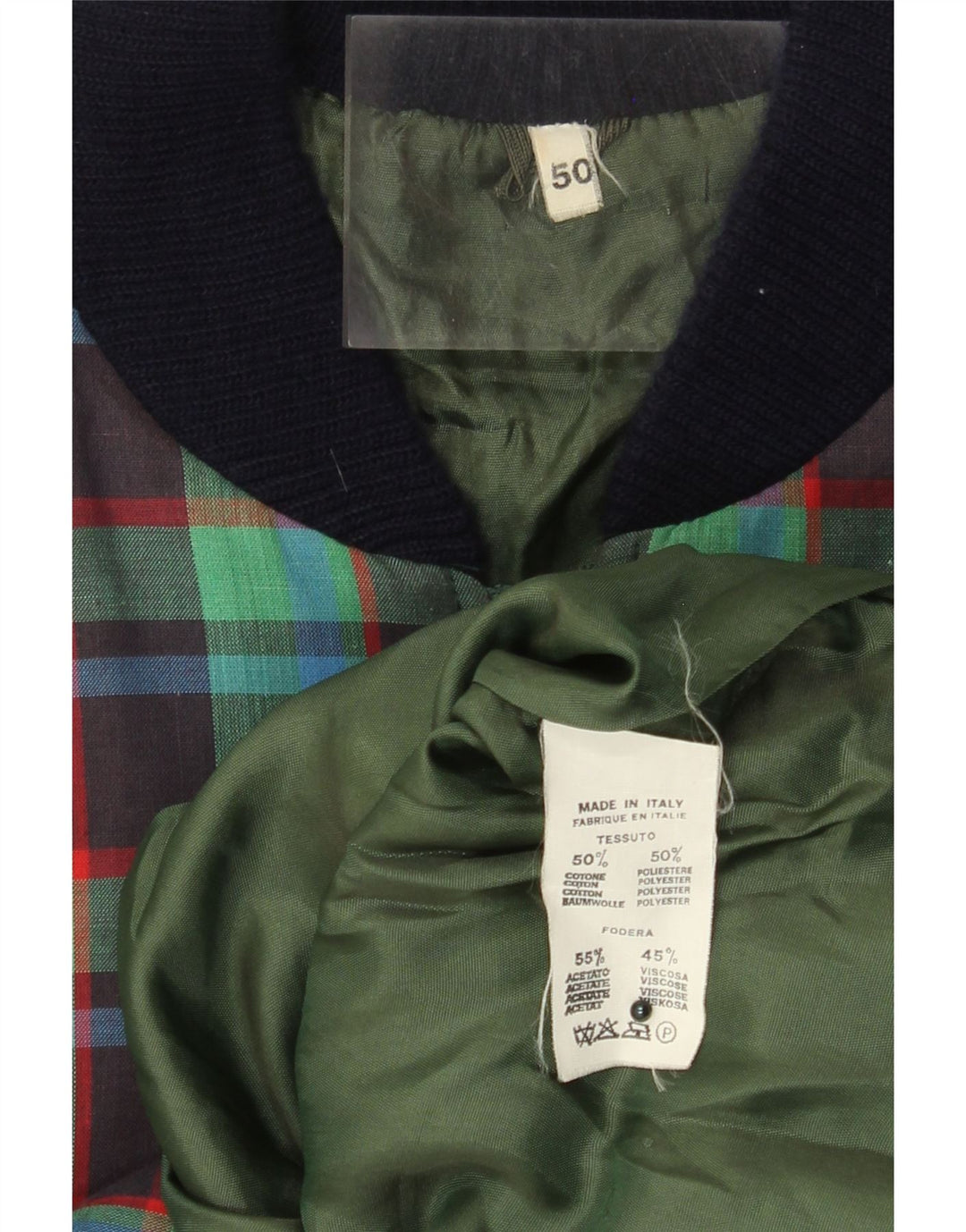 Bomber VINTAGE pentru femei IT 50 XL, bumbac verde check