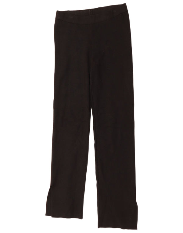 Zara Womens Mid Rise Straight Casual Trousers Large W32 L31 Black Viscose