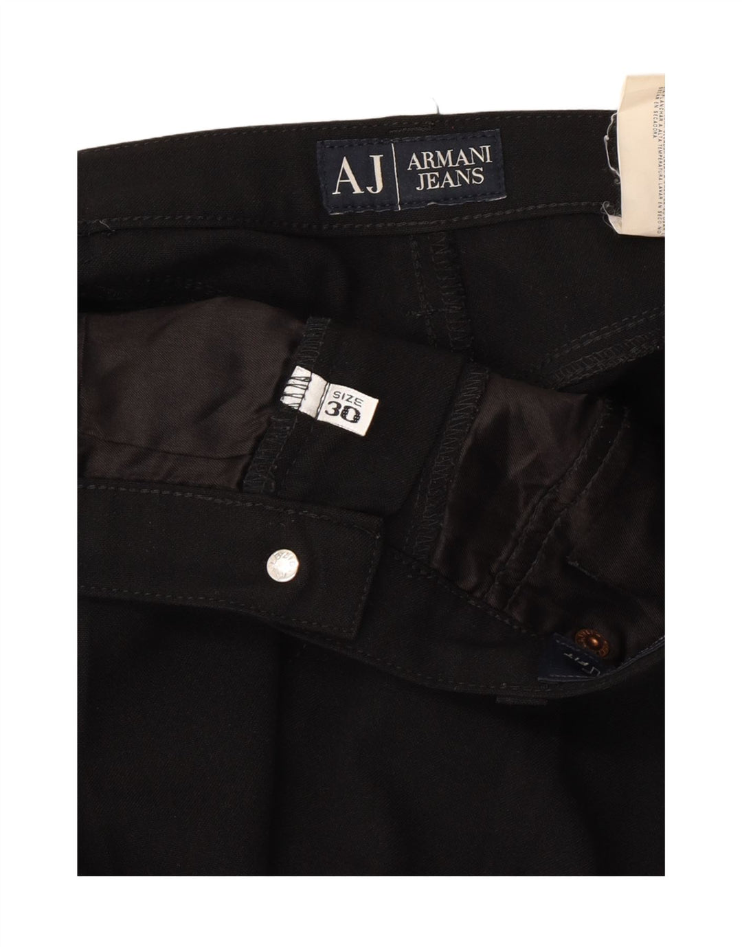 ARMANI Womens Straight Casual Trousers W30 L30 Black Polyester Vintage Armani and Second-Hand Armani from Messina Hembry 