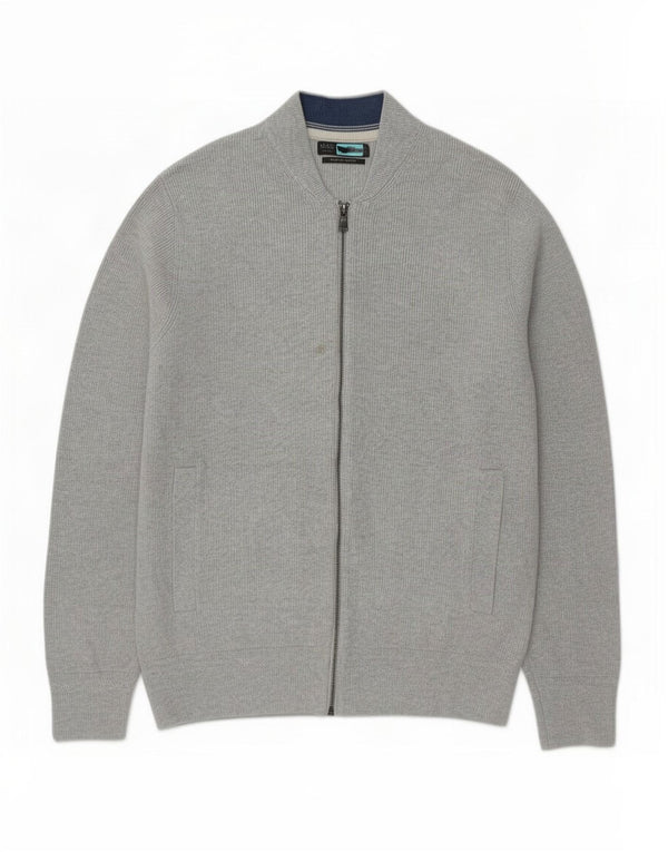 Pulover cardigan pentru bărbați Marks & Spencer, mare, gri bumbac cu pete