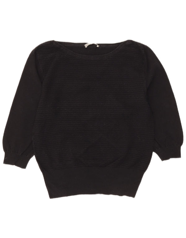 Pulover pentru femei Oasis, cu mâneci 3/4, cu gât de barcă, UK 14, mare, cu dungi negre