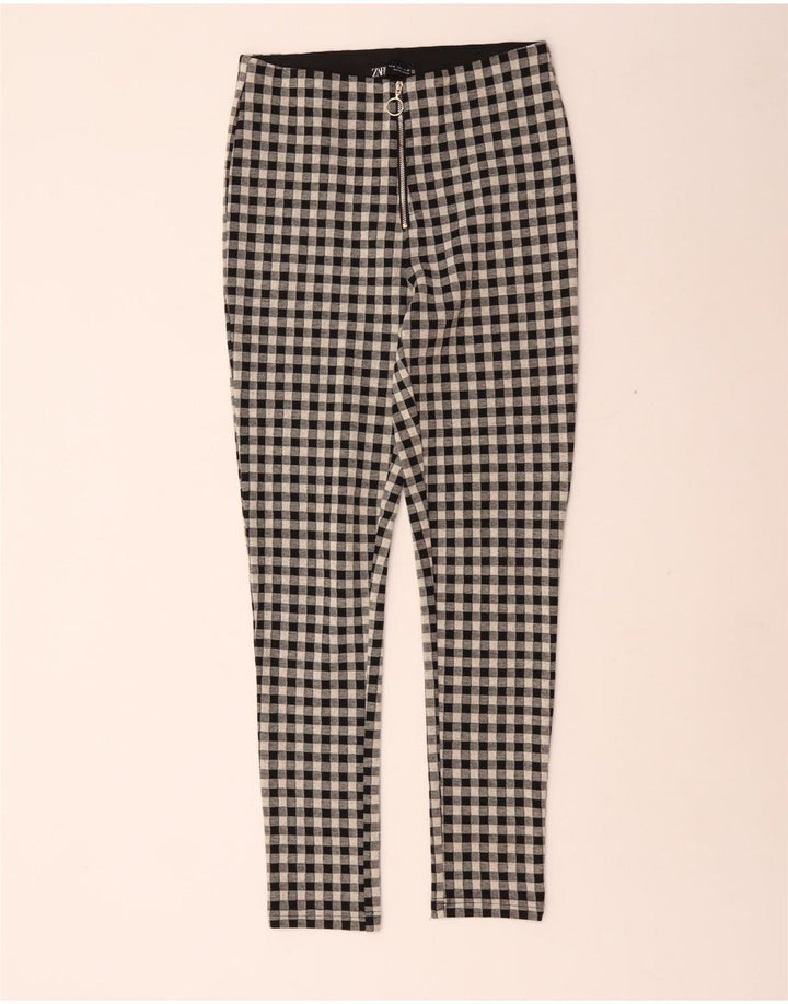 Pantaloni skinny casual pentru femei Zara Mediu L28 L29 Poliester vichy negru