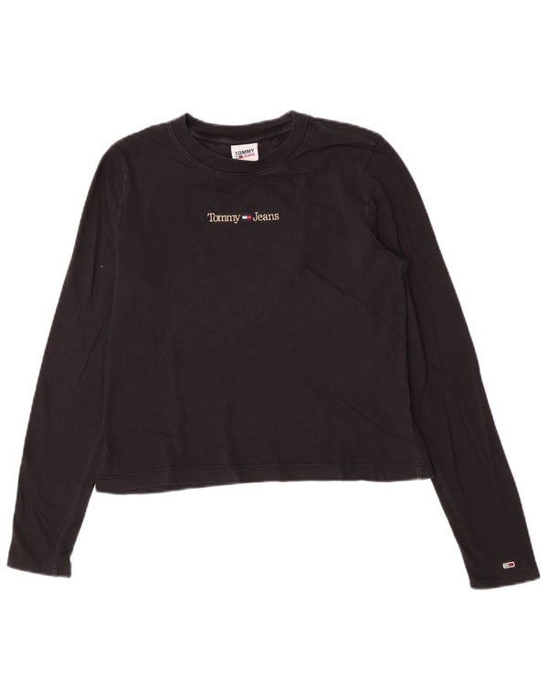 Tommy Hilfiger Crop Graphic Top cu mânecă lungă pentru femei UK 12 Medium Black