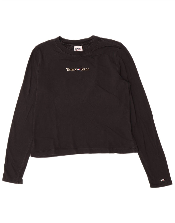 Tommy Hilfiger Crop Graphic Top cu mânecă lungă pentru femei UK 12 Medium Black
