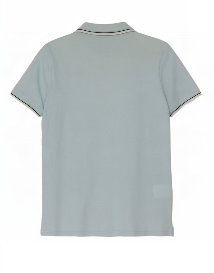 Tricou polo Lyle & Scott pentru bărbați, bumbac cu dungi albastre medii
