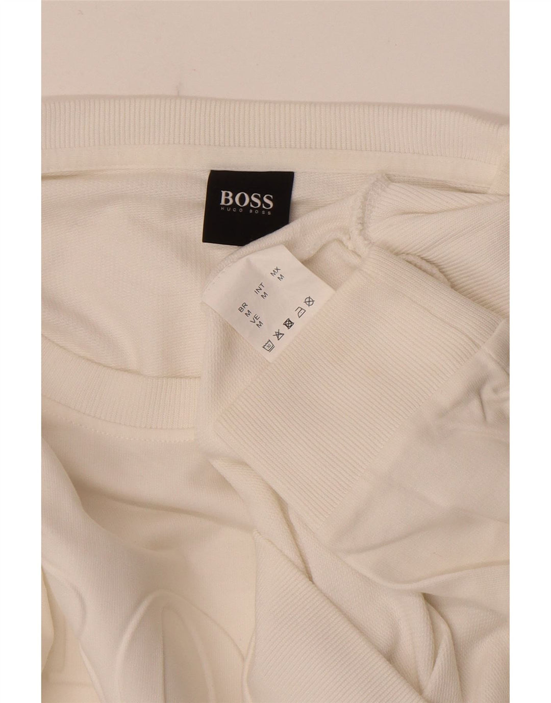Hanorac grafic pentru bărbați Hugo Boss Pulover mediu din bumbac alb