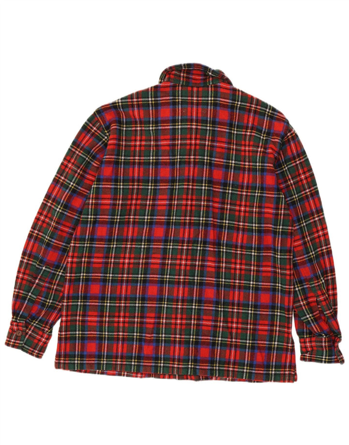 Cămașă de flanel vintage pentru bărbați, lână cu carouri roșii medii