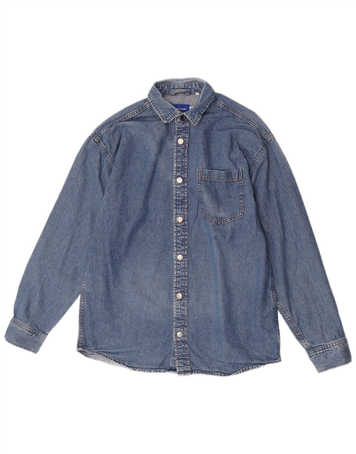 Cămașă Jack & Jones pentru bărbați din denim mare, albastru, bumbac