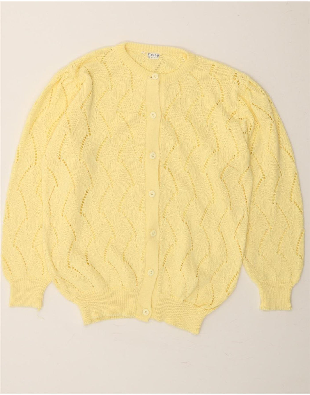 VINTAGE Womens Cardigan Sweater IT 42 Medium Yellow Acrylic Vintage Vintage and Second-Hand Vintage from Messina Hembry 