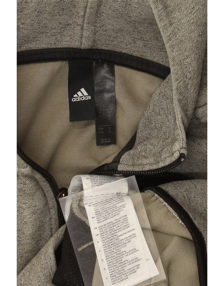 Pulover Adidas pentru bărbați, cu fermoar, bumbac, gri mediu