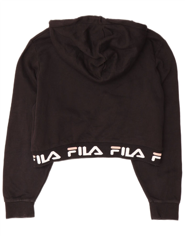 Pulover FILA pentru fete Crop Graphic Hoodie 13-14 ani, mare, negru, bumbac