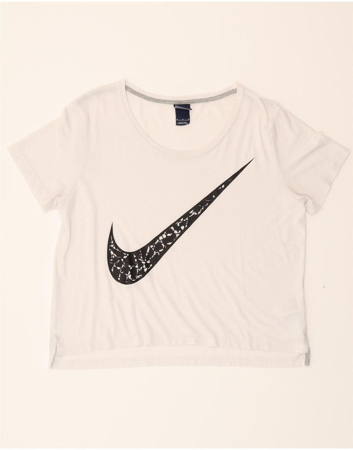 NIKE Womens Oversized Graphic T-Shirt Top UK 14 Medium White Polyester Vintage Nike and Second-Hand Nike from Messina Hembry 