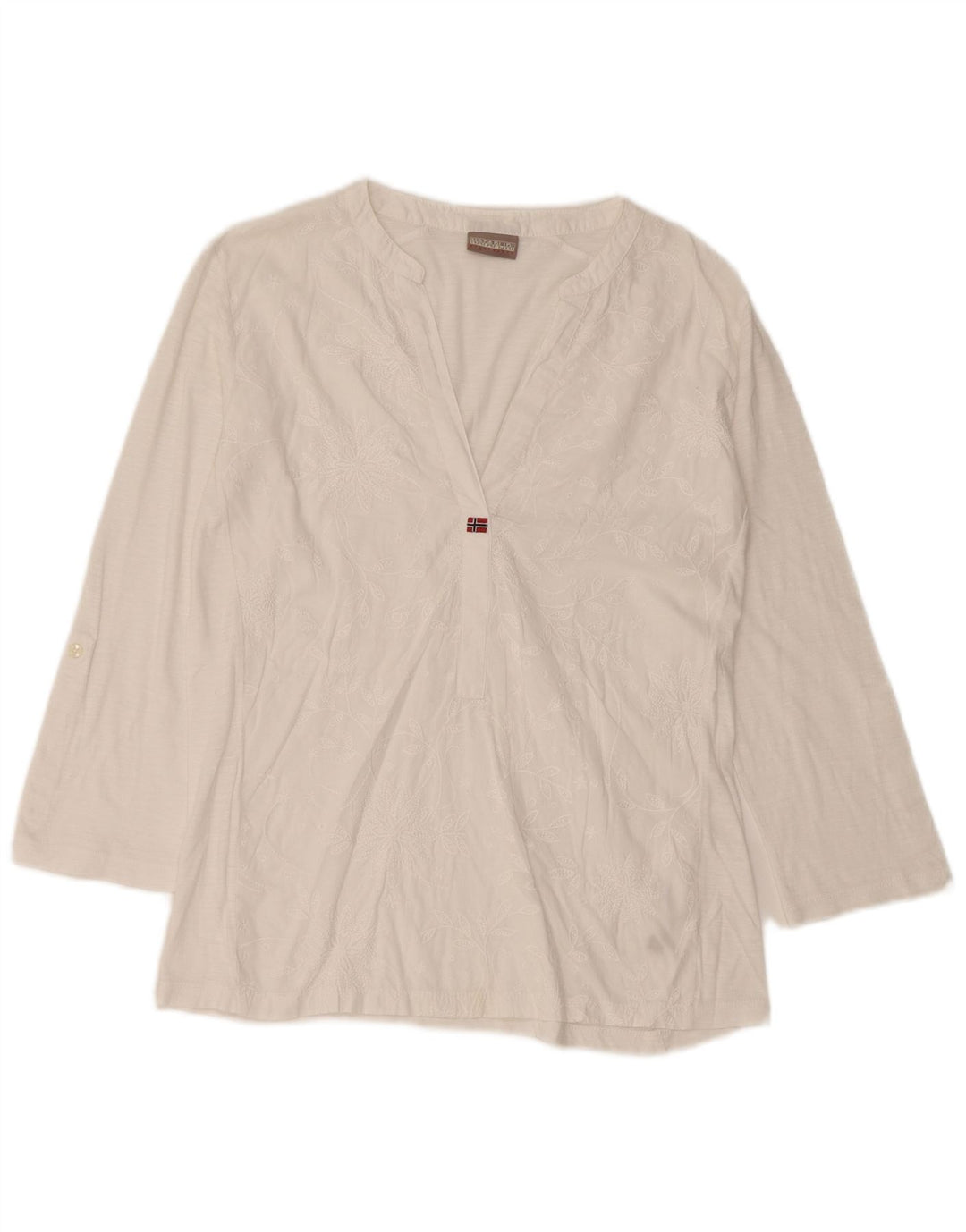 Bluză NAPAPIJRI pentru femei cu mâneci 3/4, UK 10, mic, alb, floral